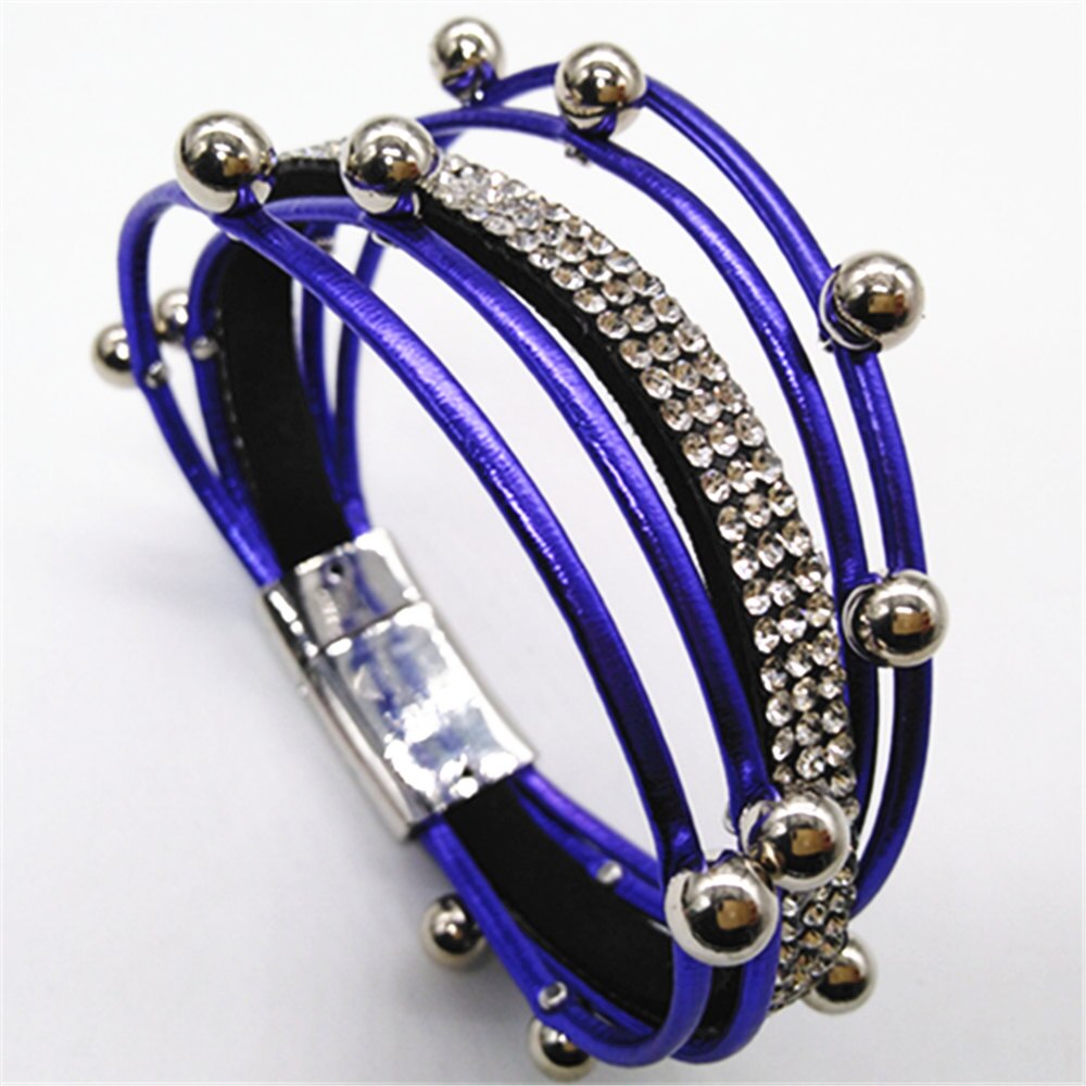 Neon Roze Rood Wit Zwart Kralen Multilayer Verklaring Trendy Lederen Armbanden Vrouwen Mode Meisje Manchet Armband Vrouwelijke Sieraden