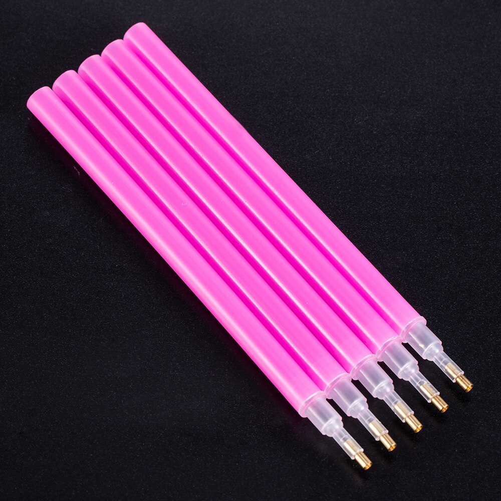 Juego de 5 unids/set de herramientas de plástico para punteo de uñas, lápiz de pintura de uñas, diamantes de imitación, pasta de lápiz, puntos de cera para uñas