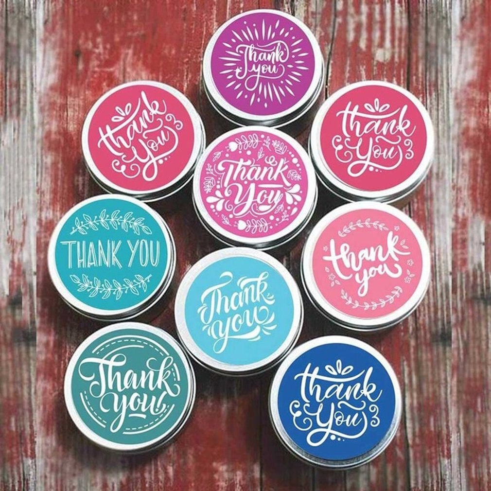 Powder White Sticker 2 Inch Thank You Stamping Sticker Seal Label Handmade Self-adhesive Label Sticker