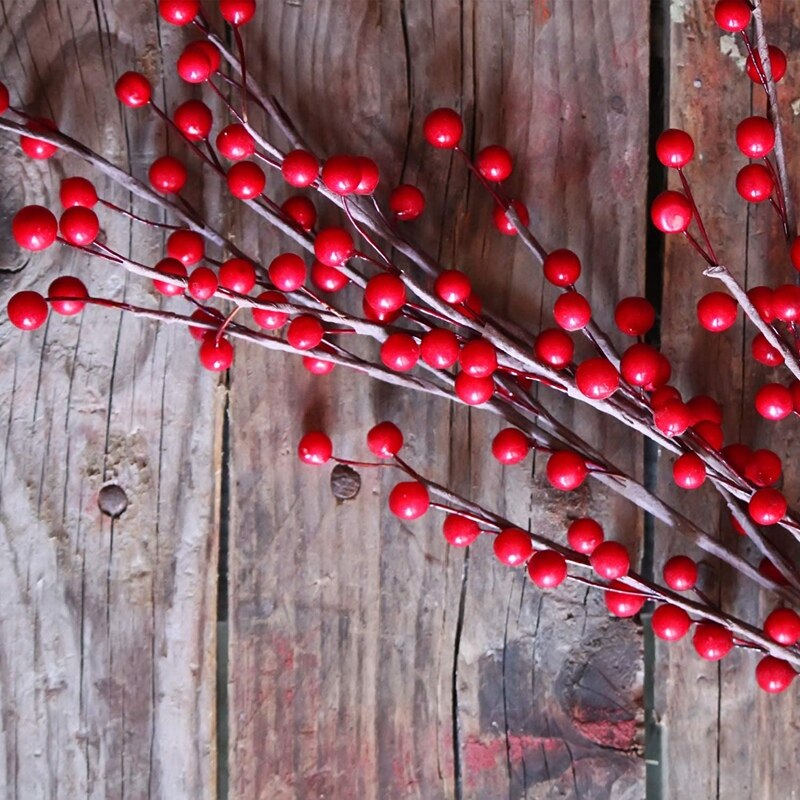 200 stuks hulstbessen, kunstmatige bessen voor kerstkransdecoraties, benodigdheden voor het maken van kransen en feestdecoraties