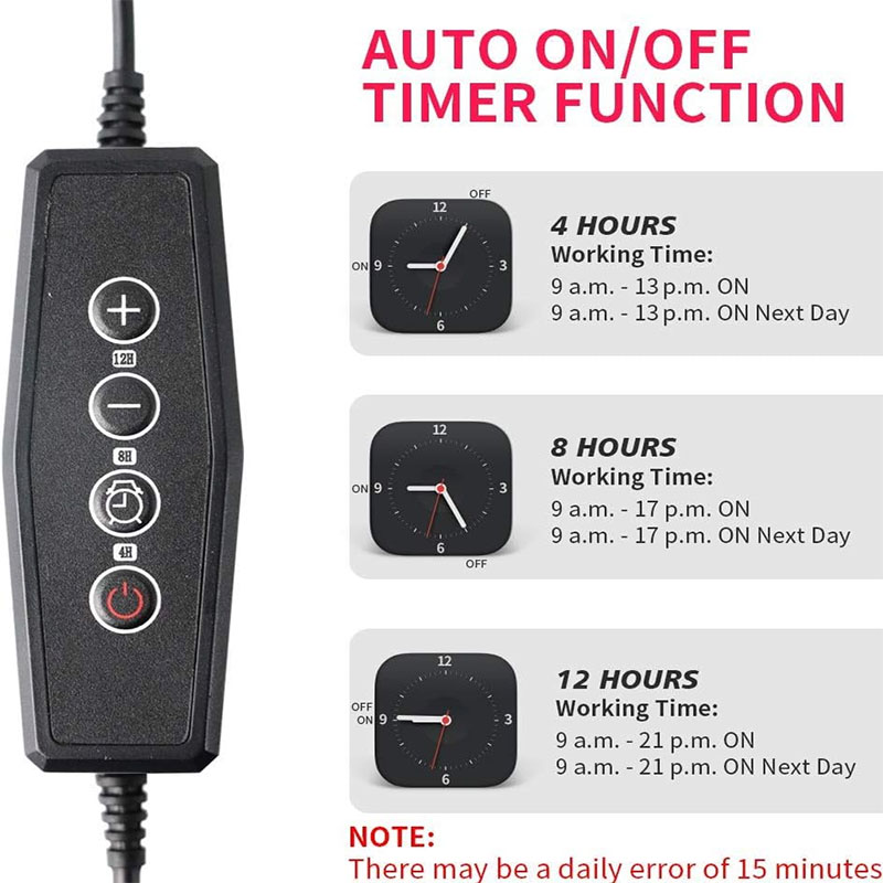 Plantengroeilicht, 5500K volledig spectrum clip LED-groeilamp voor kamerplanten Automatische timer en 5 dimbare niveaus (3 buizen)