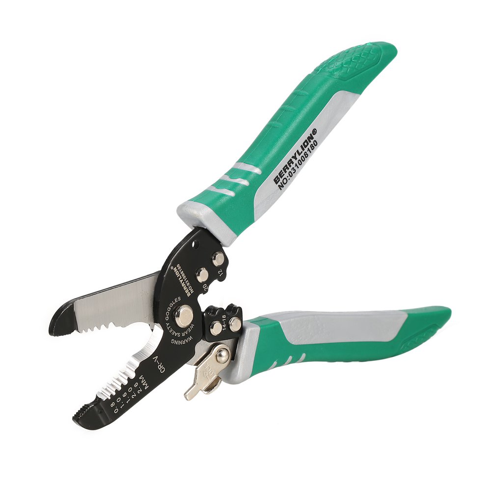 BERRYLION 2 in 1 Wire Cable Scissor Cutter Wire Stripper Wire Cutting Pressing Stripping Pliers Electrician Hand Tools