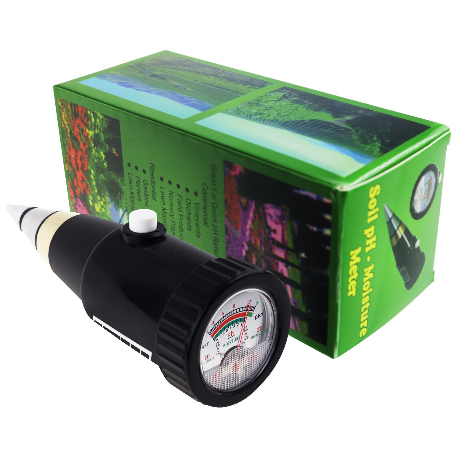 Medidor de nivel de humedad de pH del suelo 2 en 1, herramienta de prueba de jardinería, huertos, jardines, césped, jardineras, viñedos