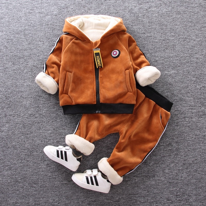 Jongens Warme Kleding Sets Winter Kinderen Mode Dik Fluwelen Hoodies Broek 2 Stuks Trainingspakken Voor Baby Boy Kids Katoen Jogging pak