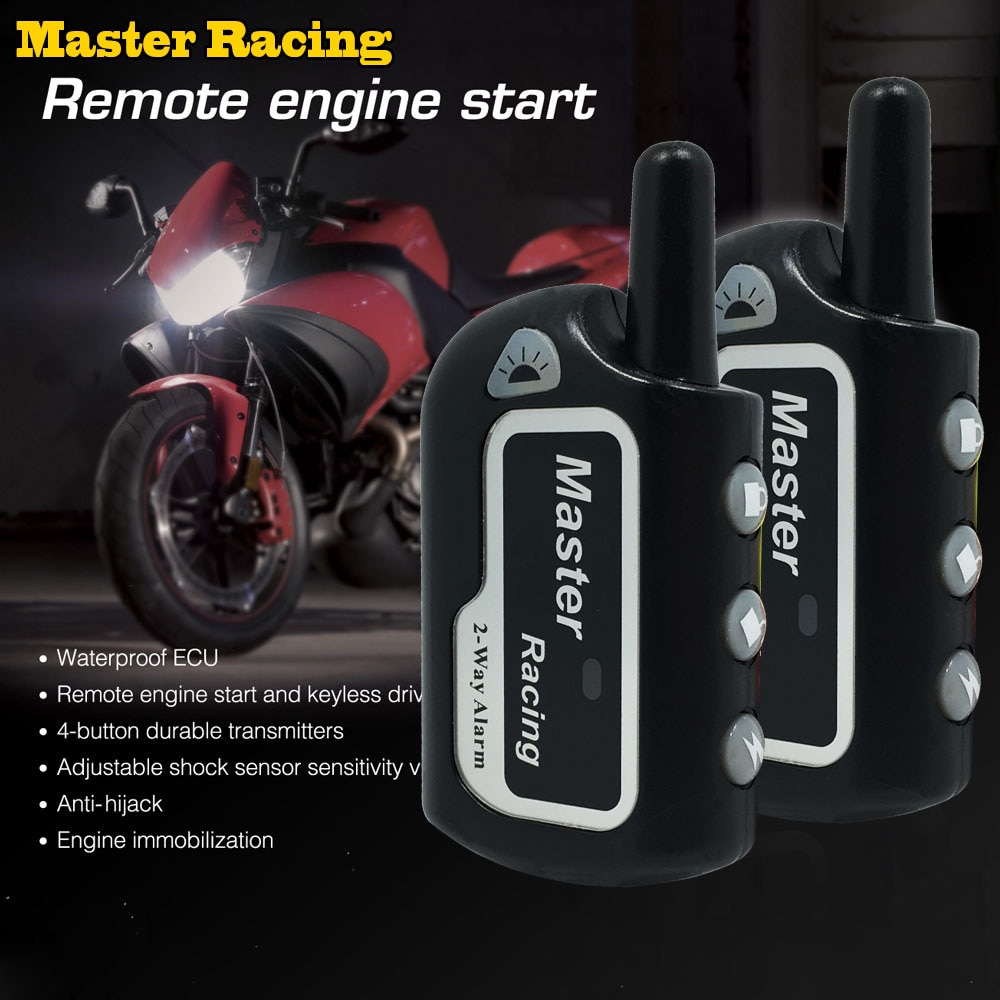 Master racing 2 to alarm motorcykel alarmsystem moto scooter tyveri beskyttelse motor sikkerhed alarm fjernbetjening motor start