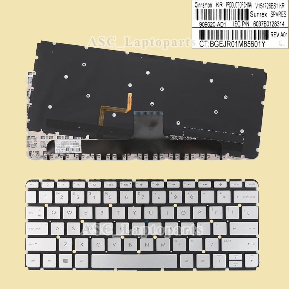 US QWERTY Keyboard for HP ENVY 13-AB 13-AB105TX 13-ab023TU 13-ab024TU 13AB024TU Silver BACKLIT , No Frame