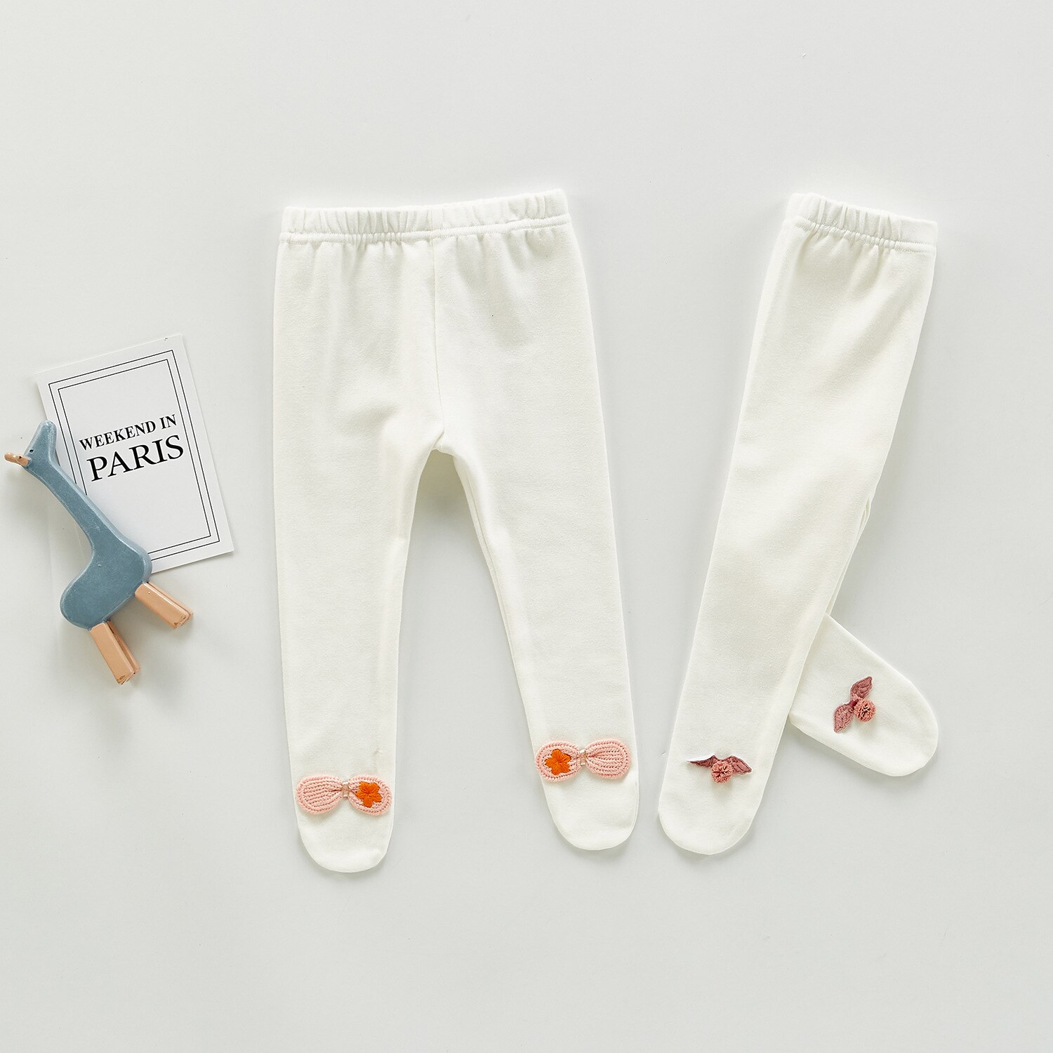Baby flickor söta bowknot vita leggings 0-3 år baby all-match strumpbyxor