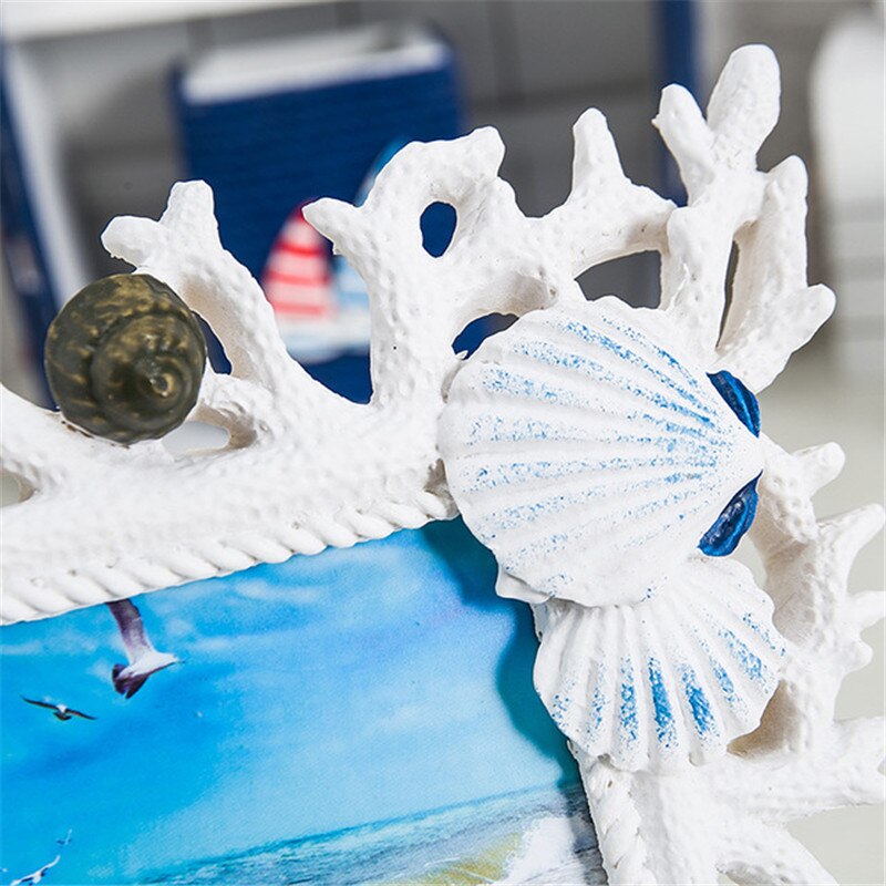 Coral Shell Photo Frame 6 Inch Resin Wedding Photo Frame Decoration Ocean Romance Mediterranean style Home Crafts