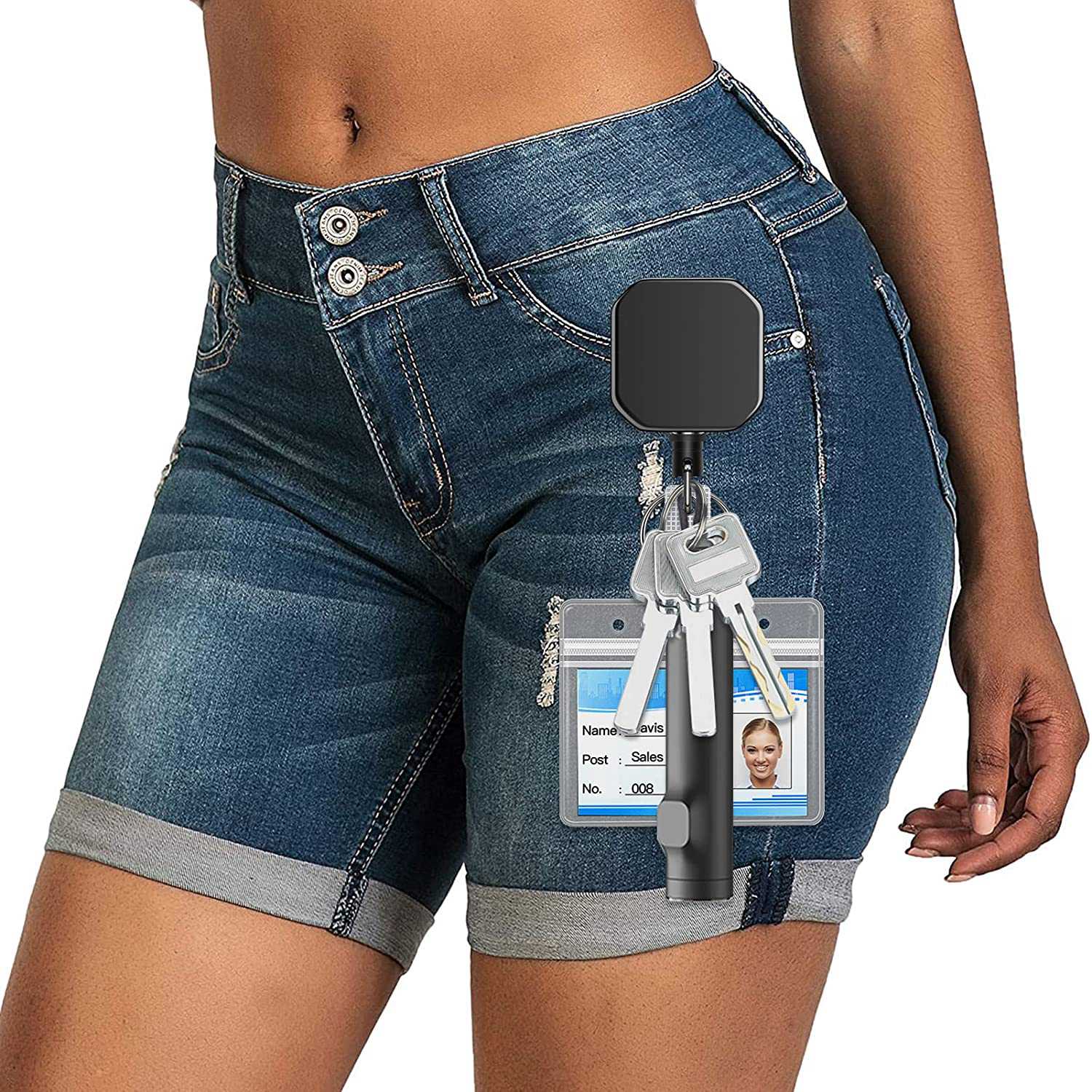 Zware Metalen Intrekbare Karabijnhaak Sleutelhanger Riem Badge Rollen Clip 28.3Inch Versterkte Staaldraad Koord