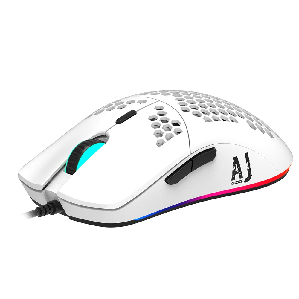 Original Ajazz Gaming Mouse AJ390 USB Wired with 7 Keys Adjustable 16000DPI Ergonomic Hollowed-out Honeycomb White: White