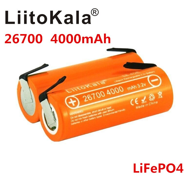 LiitoKala Lii-40E 3.2V 26700 rechargeable LiFePO4 battery pack 4000mah lithium cell for 24V e-bike powe +DIY Nickel sheets