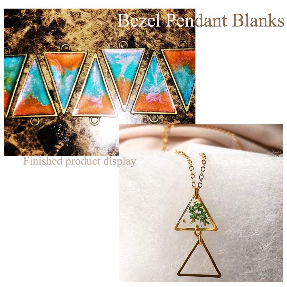 10pcs 25x39mm Triangle Open Back Bezel Hollow Blank Pendant Charm Pressed Flower Resin Blank Frames Pendants Jewelry Making DIY