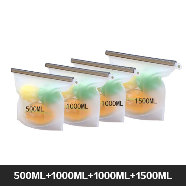 Reusable Food Storage Bags BPA Free 4-Pack Zip lock Silicone Food Bag Set Freezer & Microwave Safe Washable Zip Lunch Baggies: Chocolate