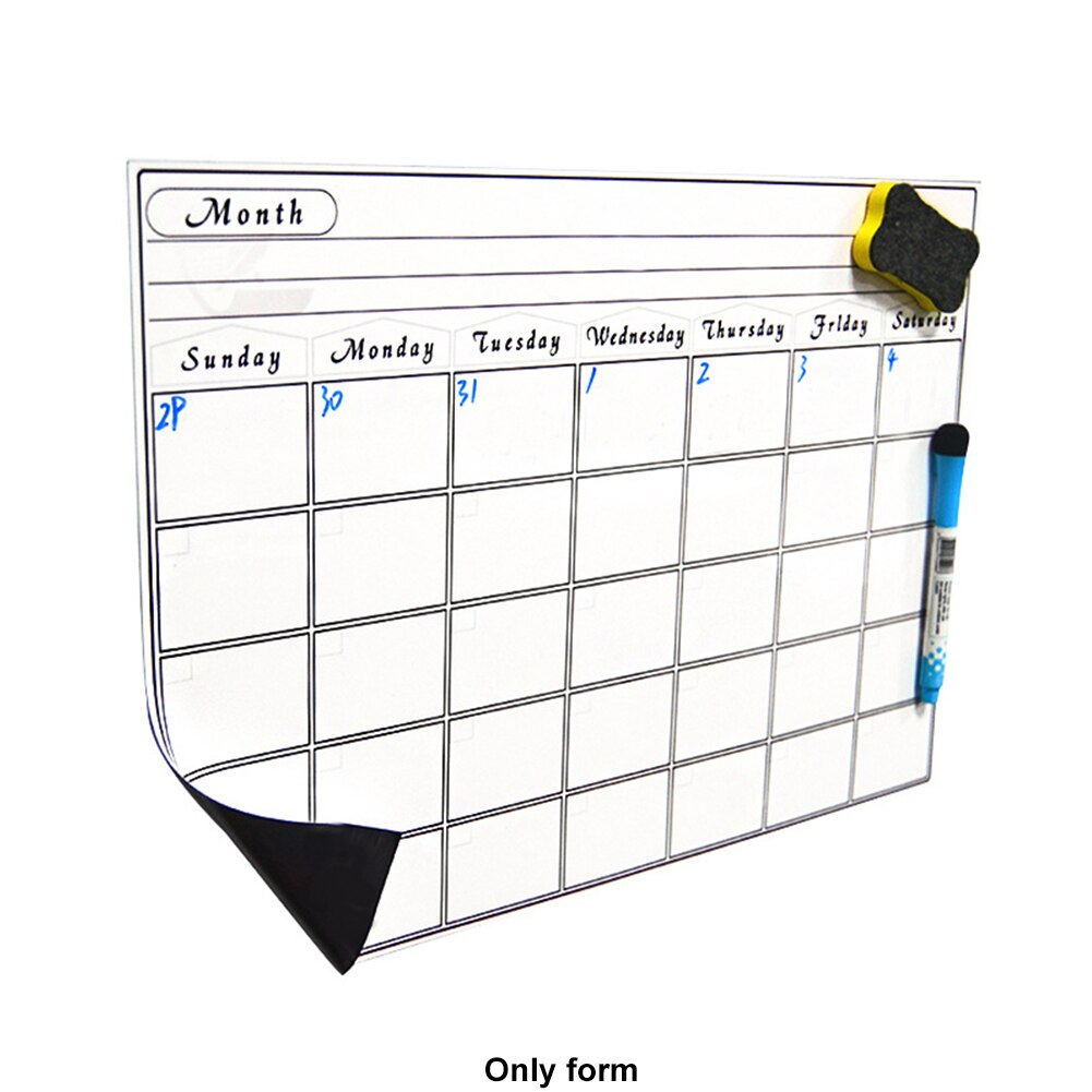 Reminder Durable Rewritable Memo For Fridge Home Kitchen Weekly Calendar Daily Planner Month Magnetic Whiteboard Erasable: Month