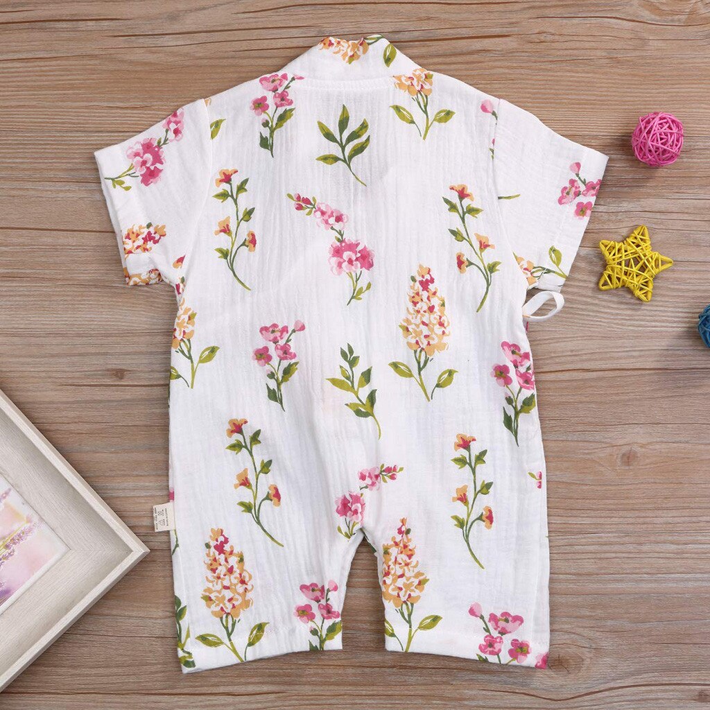 Infant Baby Boys Girls Cartoon Yarn Robe Kimono Romper Toddler Short Sleeve Jumpsuit Newborn Summer Cotton Sleepwear Costumes