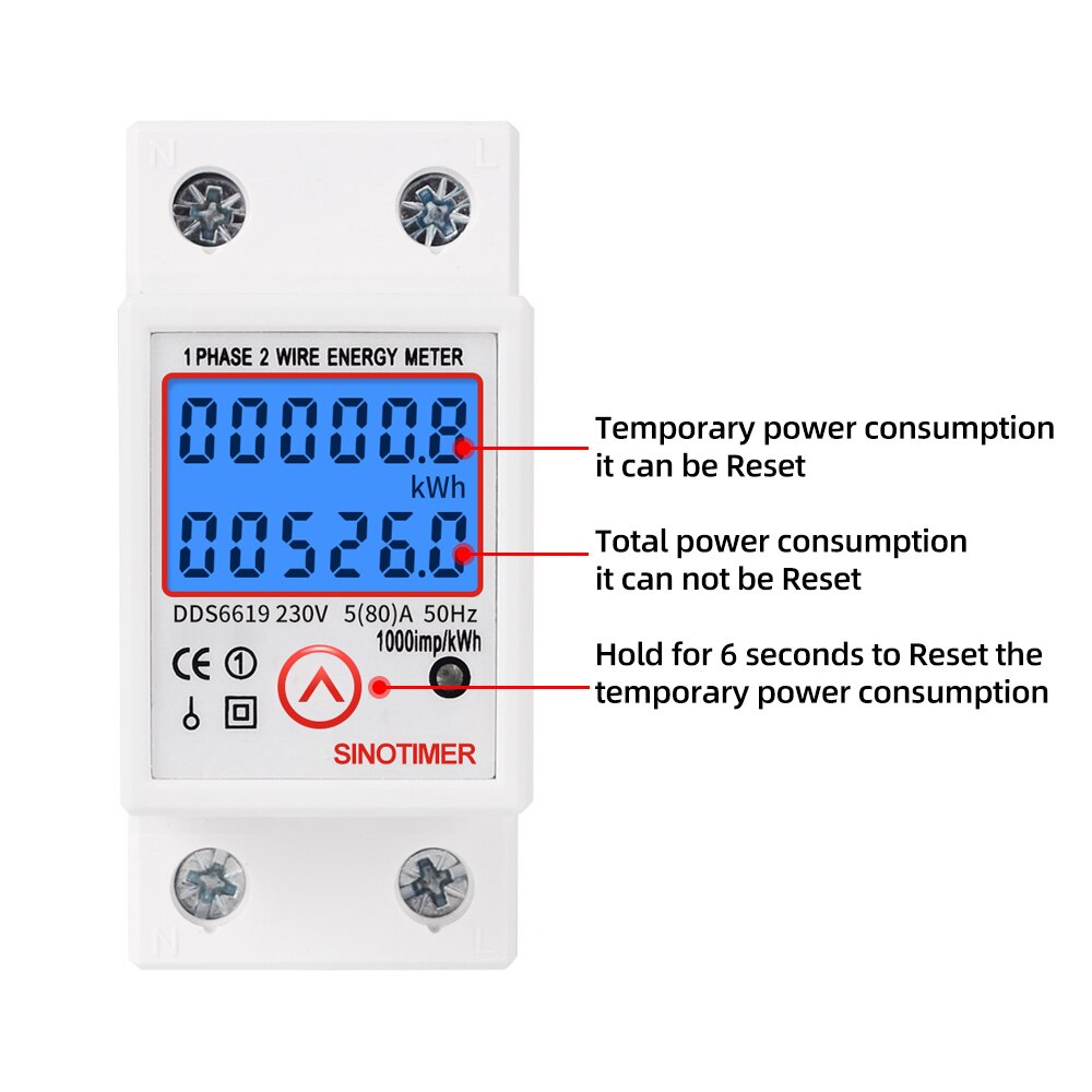 Digital Din Rail Energy Meter Zero Kwh Energy Meter Voltage Current Power Consumption Meter Wattmeter 220v AC Electricity
