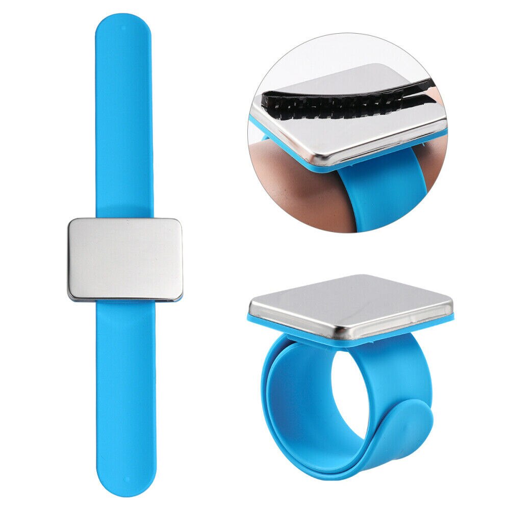 7 farver magnetisk nål aspirator silikone magnet armbånd magnetiske sy pins pinhynde diy gør sy forsyninger: Blå