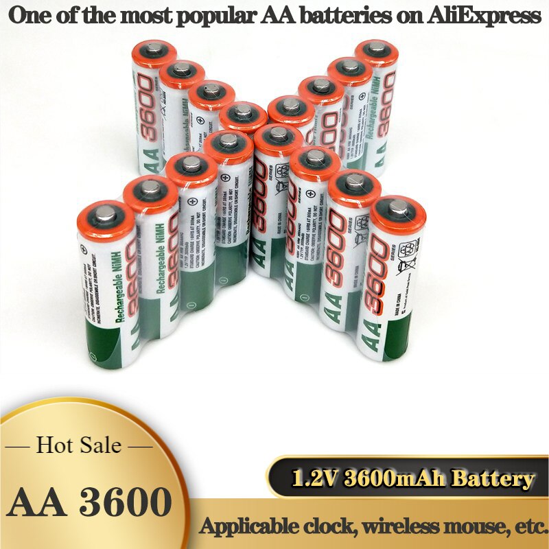 AA 1.2V Ni-MH 3600mAh Rechargeable Battery used in digital cameras, wireless mice, remote controls, toys, electronic scales, etc