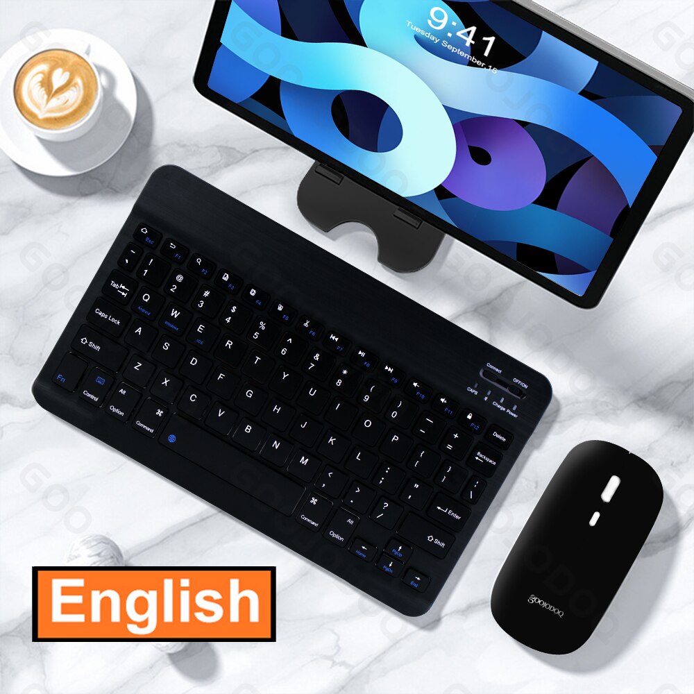 Korean Wireless Keyboard and Mouse Bluetooth Keyboard For iPad Pro 12 Tecaldo Bluetooth For Xiaomi Samsung iPad Keyboards: black