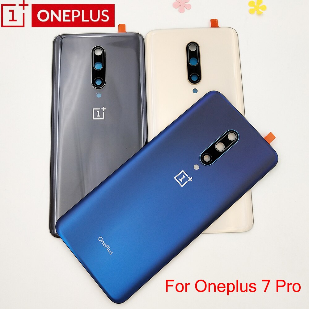 Oneplus 7 pro 7 pro lasinen takakansi takaluukun kotelon kotelon vaihto yhdelle plus 7 pro kameralinssillä + liimalla