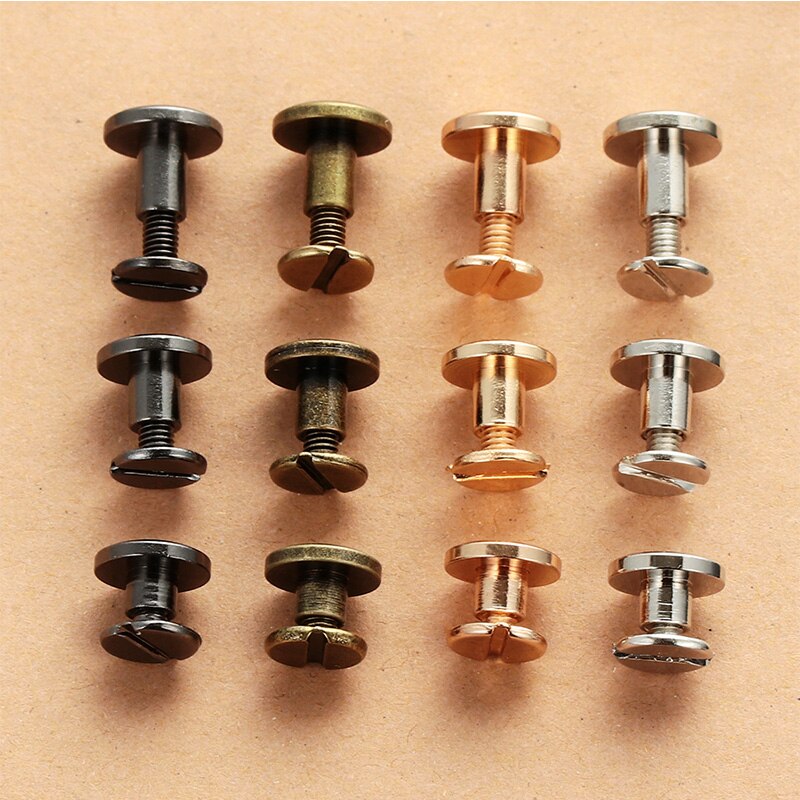 10 stk flat hette solid messing binding chicago skruer spiker nagler for fotoalbum lær håndverk belte lommebok fester cap