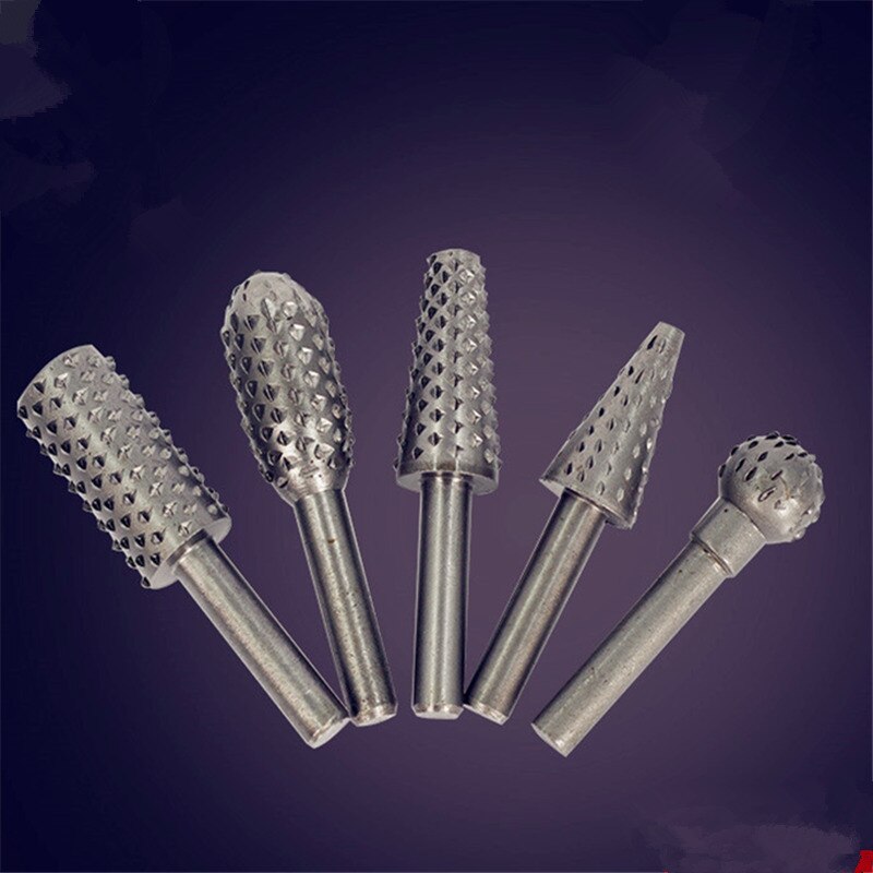 5/ 6 pièces râpe fichier forets ensemble de râpe perceuse meuleuse perceuse râpe pour travail du bois outil de sculpture 1/4 "tige ronde rotatif jeu de fraises: Silver1 5PCS