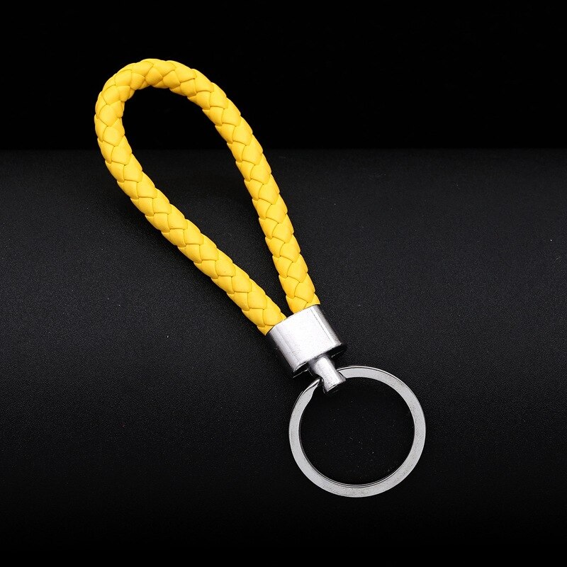 Geweven Lederen Touw Auto Sleutelhanger Sleutelhanger Hanger Kunsten En Ambachten Touw Sleutelhanger: YELLOW