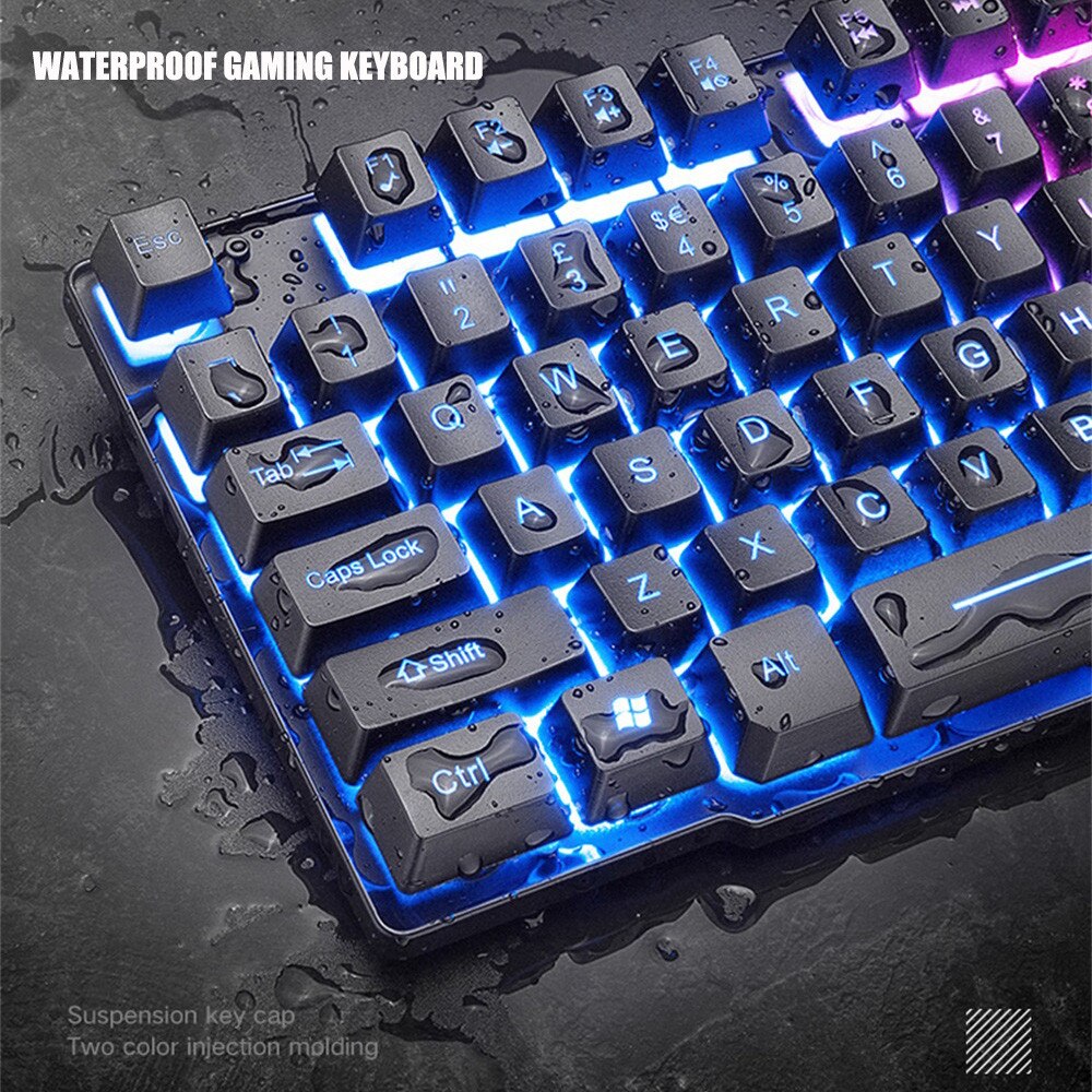 Gaming Mouse And Keyboard Set T9 Rainbow Backlight USB Ergonomic Gaming English Keyboard And Mouse Set Gaming Mice