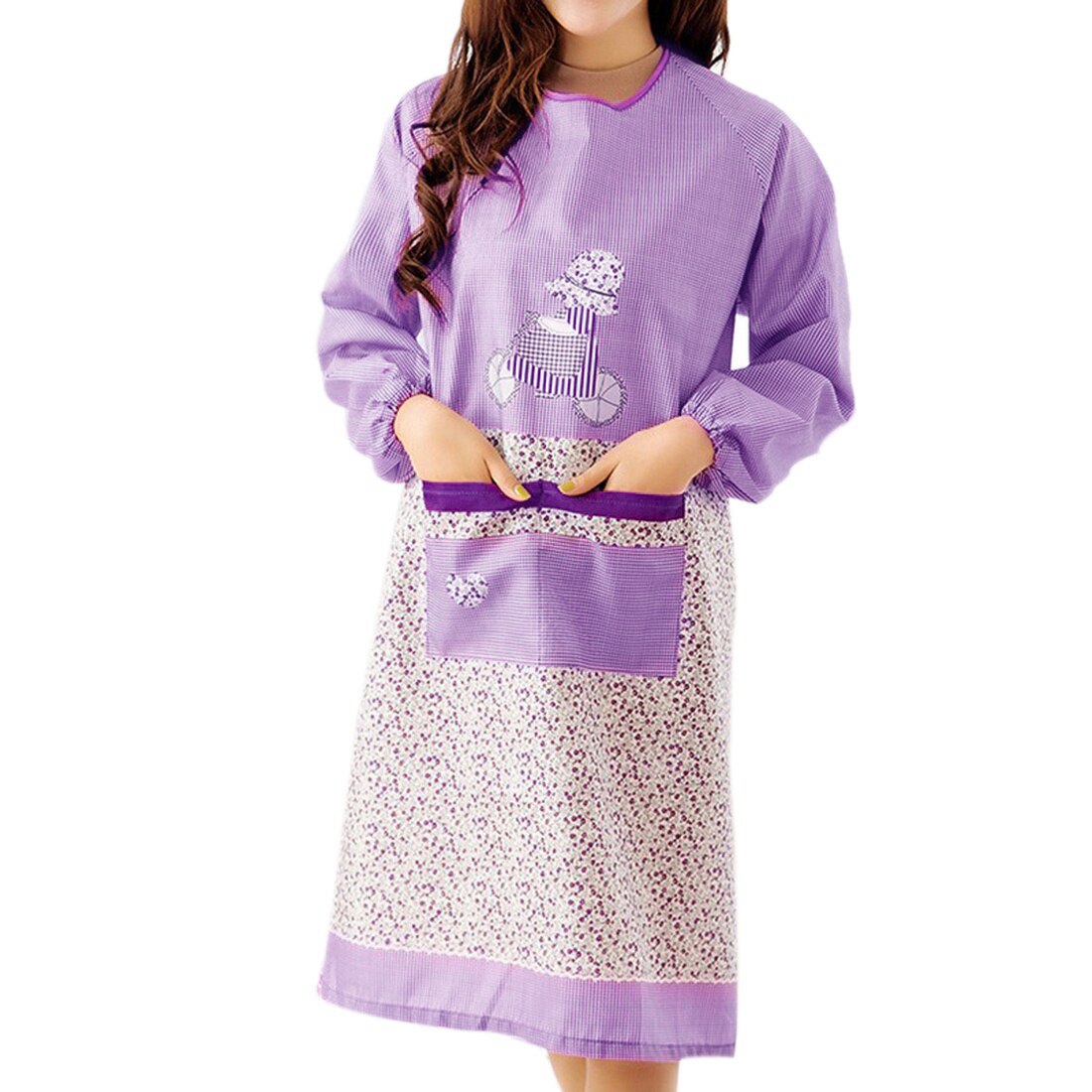 Delantal de cocina para mujeres, mandil de manga larga antisuciedad, ropa protectora para el hogar, herramienta de limpieza del hogar