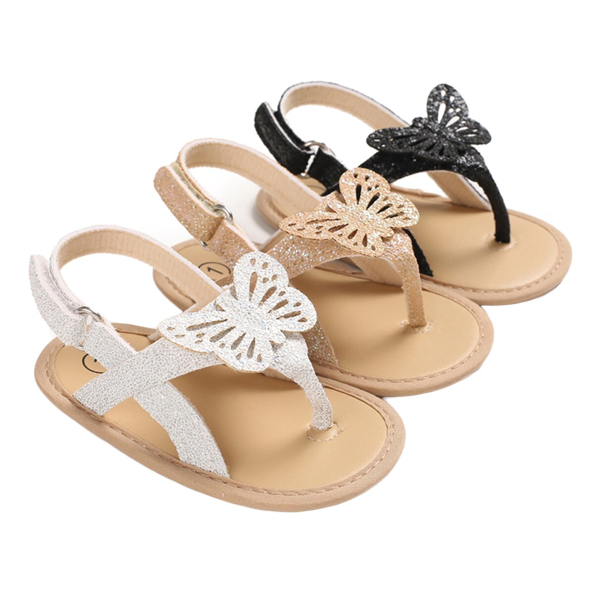 Sandales d'été antidérapantes pour bébés filles, jolies chaussures de princesse à motif de papillon pour -nés et tout-petits