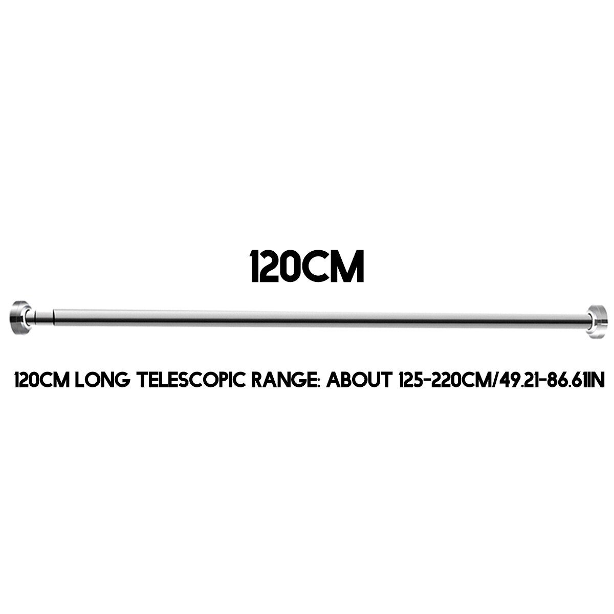 60CM-150CM Adjustable Stainless Steel Shower Curtain Rod Curtain Pole Spring Tension Rod Rail for Clothes / Towels / Curtains: 120cm