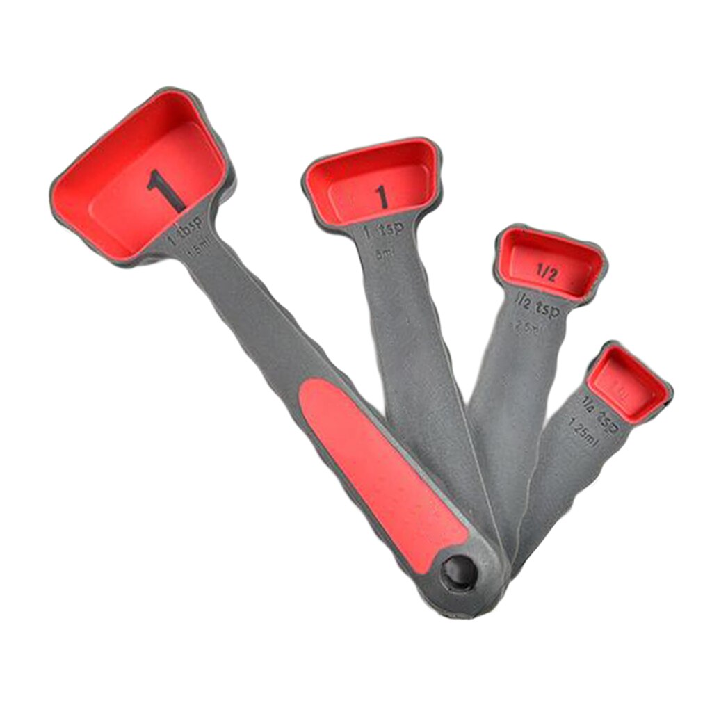 Multiple Sizes Silicone Collapsible Portable Measuring Cups and Spoons Set: 4pcs Spoons
