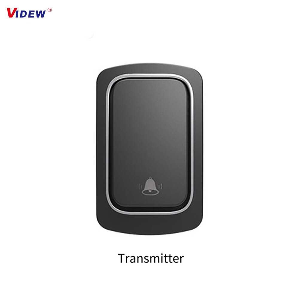 VIDEW Wireless Doorbell No Battery Required Doorbell with Chime IP68 Waterproof Self-Powered Door Bell Home Cordless Timbre Call: 1 Button Only-Black / US plug