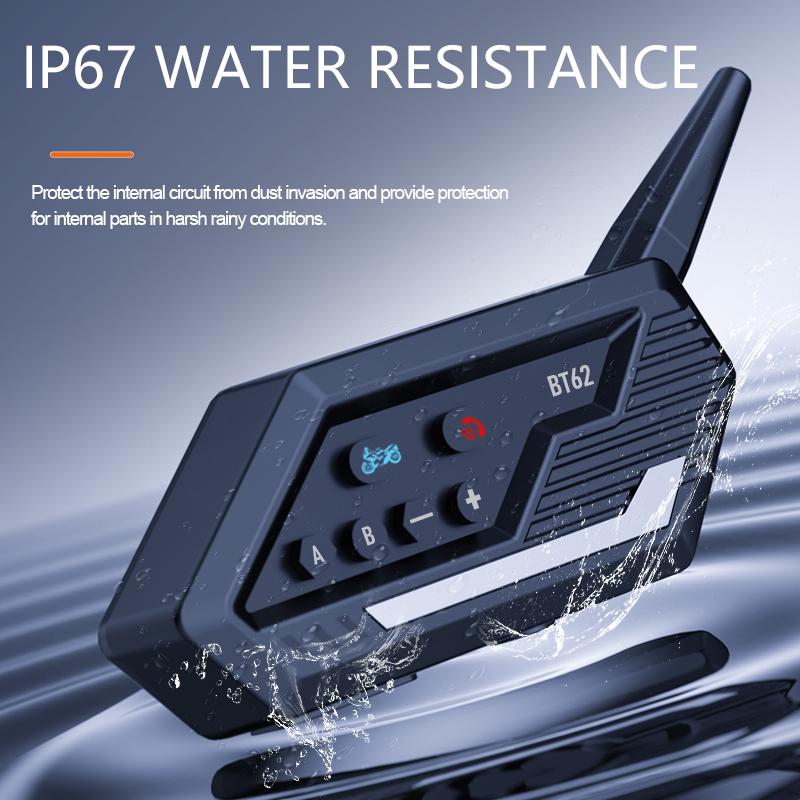 BT62 motocicleta Bluetooth casco auriculares intercomunicador 800M para moto 2 conductores 500mAh interfono inalámbrico impermeable