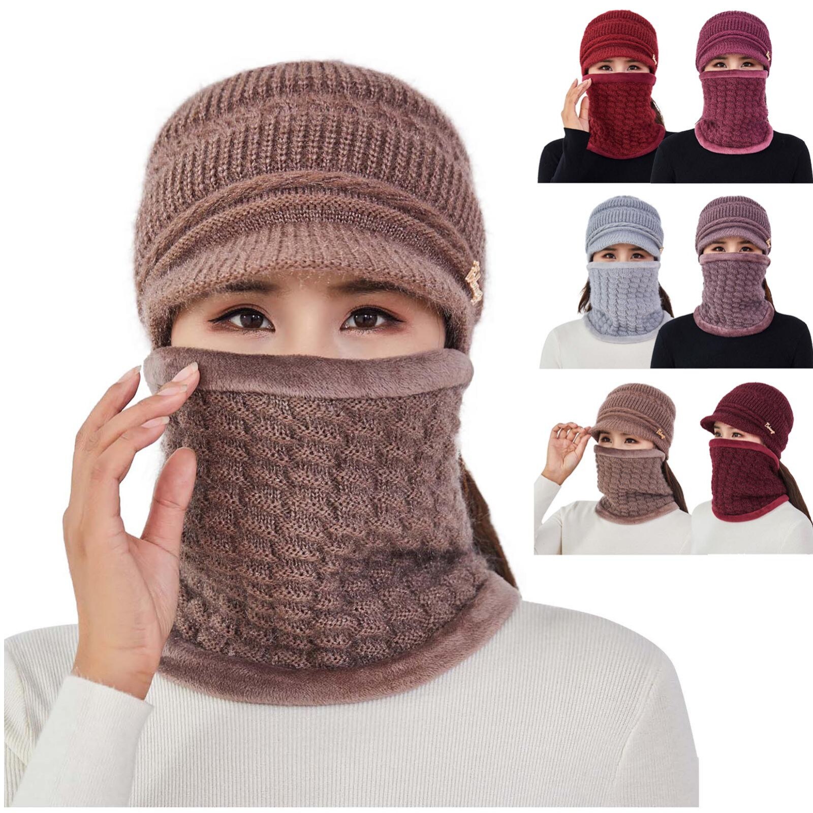 Hiver aîné femme chapeau moyen âge dame laine tricoté grand-mère casquette Gorras rayures mère chapeau écharpe cagoule Beanie