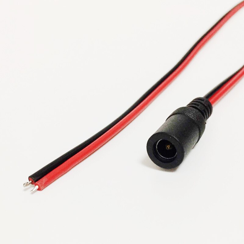 100PCS/Lot 30cm 5.5x2.1mm DC 12V Power Supply Cable Pigtail Female Jack Plug Connector Copper Wire for CCTV Security Camera