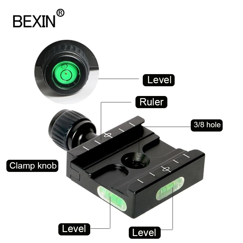 BEXIN QR Series Tripod Ball Head Adapter Aluminum Alloy Quick Release Splint Clamp for Arca Swiss Dslr Camera Ball Head