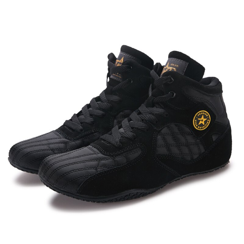 Zapatos de boxeo profesionales para hombre, zapatillas deportivas de lucha de talla grande, entrenamiento antideslizante, color negro