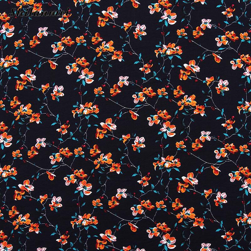 1.45 M * 2 M Bloemen Katoen Verven Gordijn Katoen Linnen Stof Textiel Voor Patchwork Ambachten Geschilderd Kleding stof: navy blue