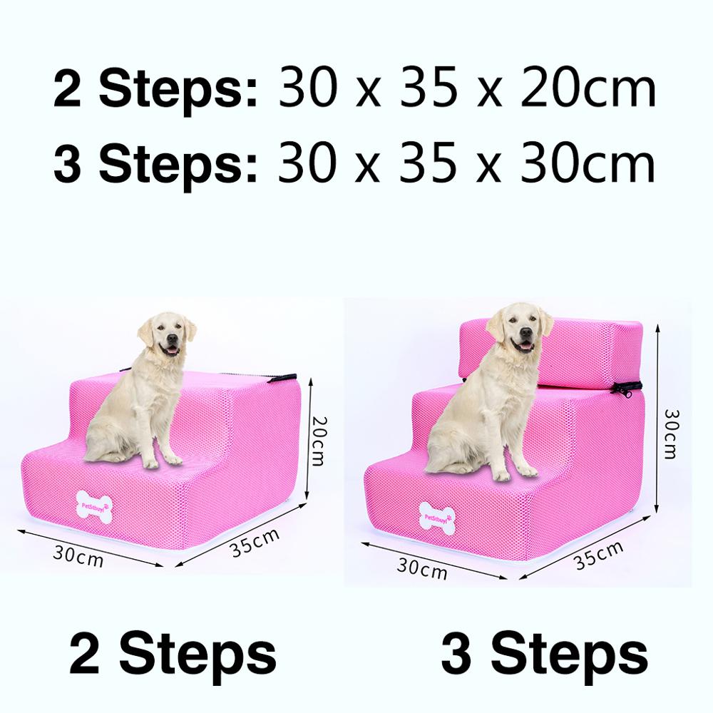 Hond Trap Hond huis Ademend Anti-slip Verwijderbare Huisdier Bed Trappen Hond Oprit 2 Stappen Ladder voor Kleine Honden лестница для собак: J / 3 Steps