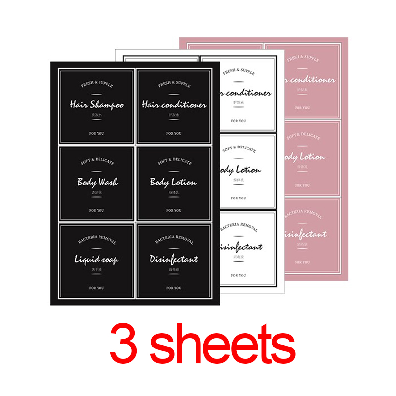 Nordic Zeep Fles Label Sticker Set Badkamer Shampoo Lotion Dispenser Labels Waterdichte Zelfklevende Identificatie Sticker: B