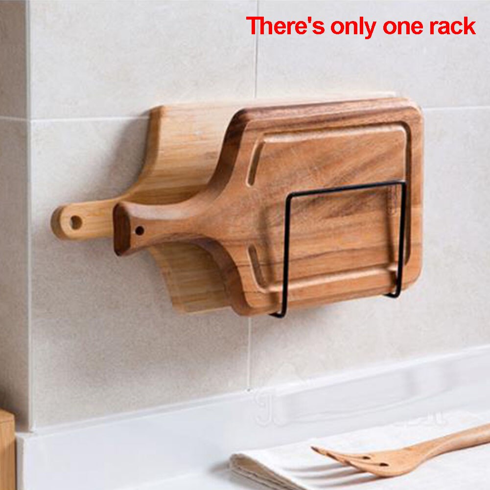 Iron Organizer Storage Stand Holder Chopping Board Shelf Wall Hanging Durable Dual Rack Adhesive Cutting Board Stand Kitchen