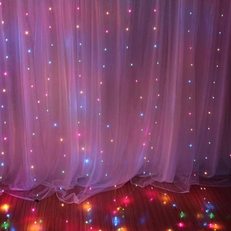 Led Gordijn Light String Christmas Gekleurde Lichten Multi Modes Usb Lamp Waterdicht Decor Lampen Draadloze Afstandsbediening Lamp