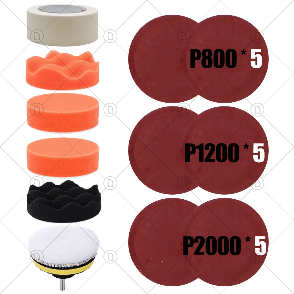 3 Inch Car Polishing Kit Polish Pad Car Polish Buffing Pad Abrasive Disc Sponge Foam Pads Polisher For Headlight Refurbish: 12