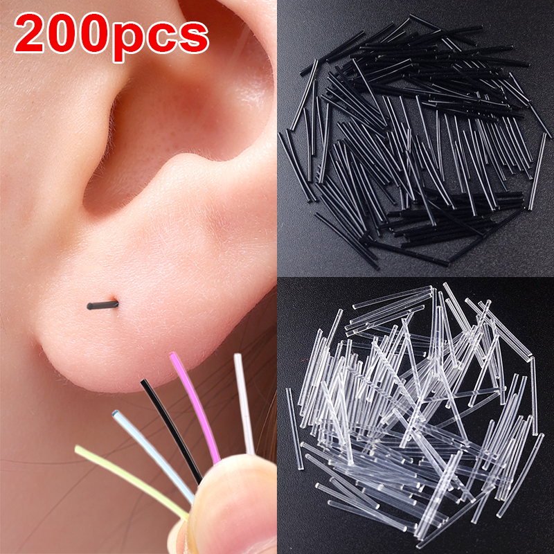 Niewidoczne plastikowe miękkie kolczyki sztyfty hipoalergiczne proste przezroczyste kolczyki Piercing ustalający kolczyki do uszu szpilki biżuteria