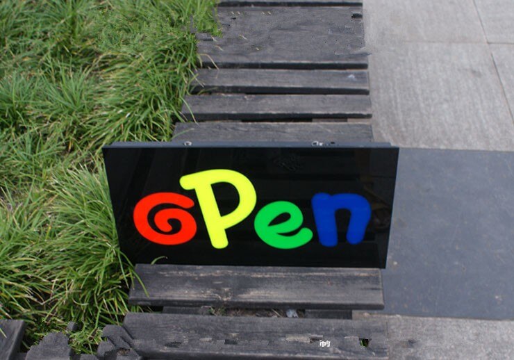 LED Open Sign, 43x23cm Flashing LED Business Neon Sign Advertisement Board Electric Display Sign Light, for Business Decorative