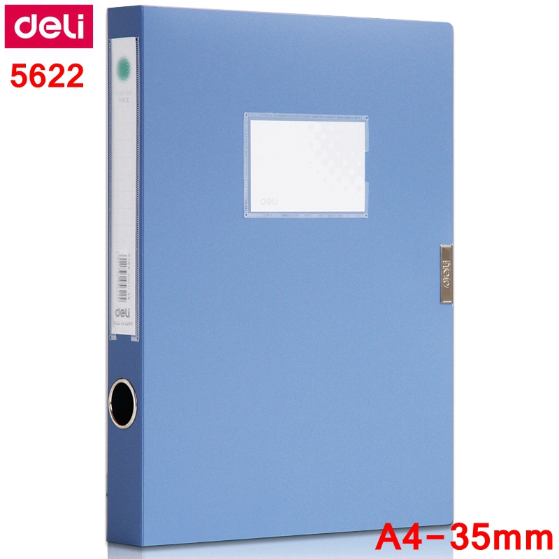 5PCS/LOT Deli 5622 5623 A4 file box documents box file case with Plush clasp 35mm 50mm Color blue & black