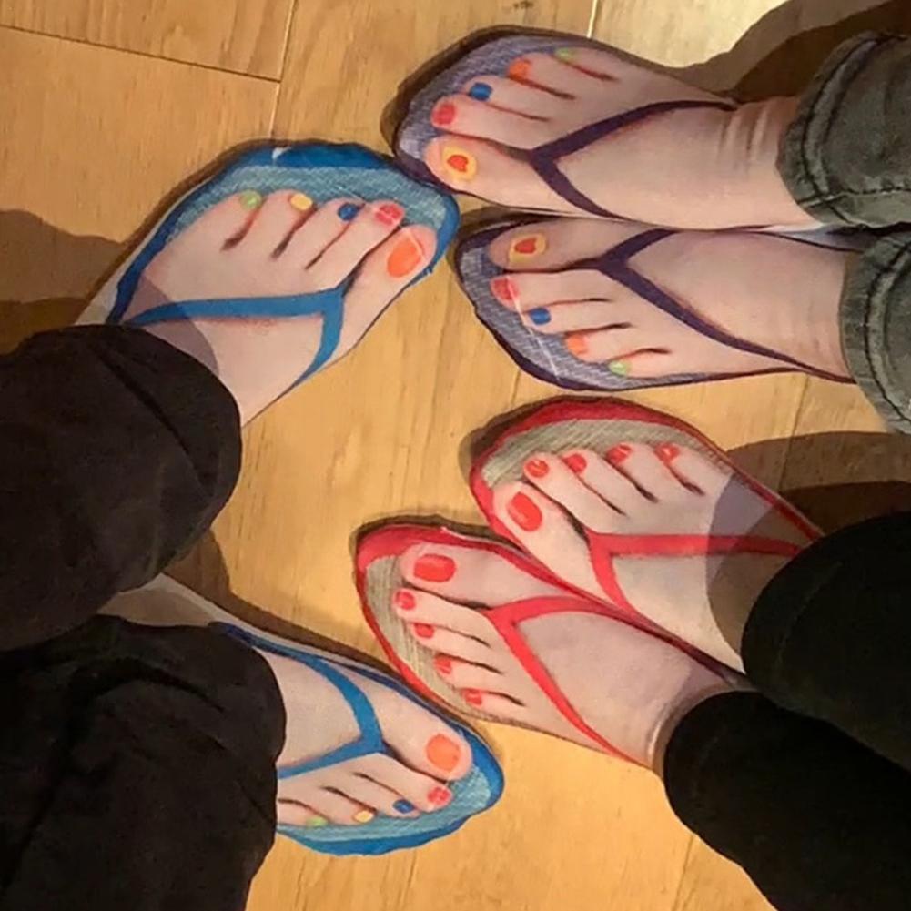 1 Pair 3D Printing Pattern Flip Flop Socks Funny Socks for Women Flip-flop Ankle Socks Low Cut Floor Socks Hosiery Novelty