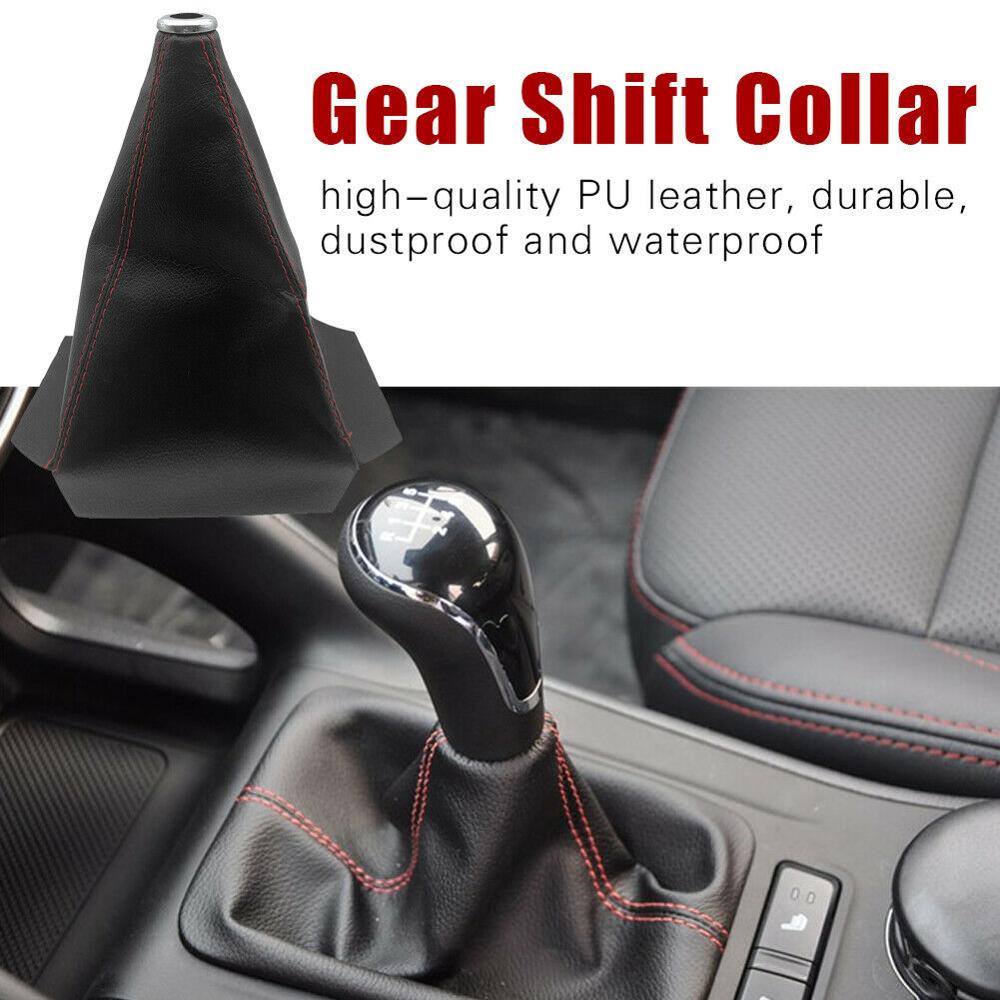 16mm Universal PU Leather Car Gear Shift Collars Carbon Fiber Auto Car Manual Stick Shifter Knob Gear Shift Boot Cover Gaiter