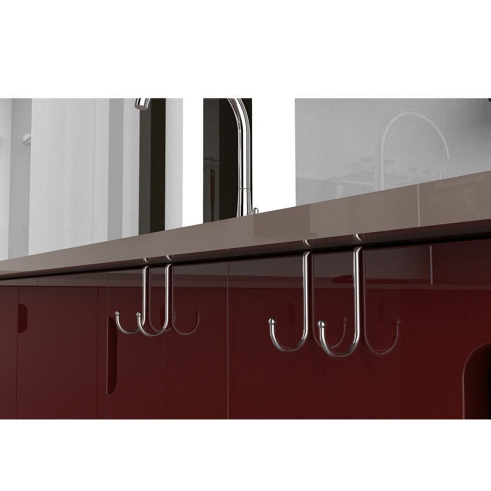 2 Pack Over Cabinet Door Double Hooks Strong Stainless Steel Multiple Use S Shaped Hanging Over The Door Hooks Use for Kitchen